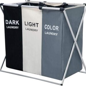 3 Section Laundry Basket Printed Dark Light Color