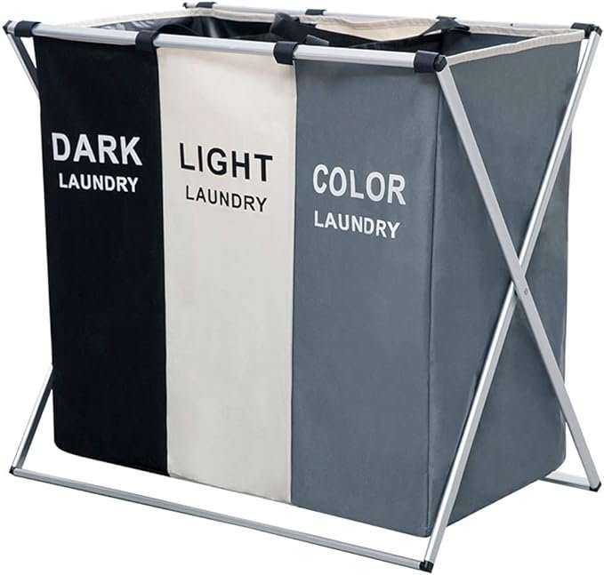 3 Section Laundry Basket Printed Dark Light Color