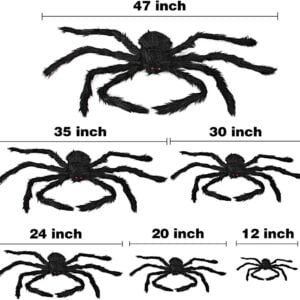 Halloween Spider Decorations, 6 Pcs Realistic Hairy Spiders Set, Scary Spider Props for Indoor, Outdoor and Yard Creepy Decor (6 Different Sizes)